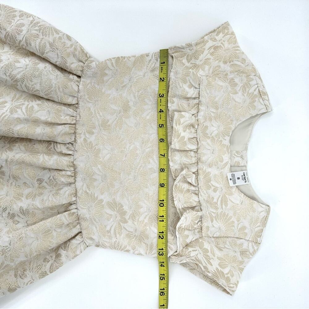 Carter’s girl jacquard woven dress cream metallic gold floral Size 8 - Picture 8 of 11